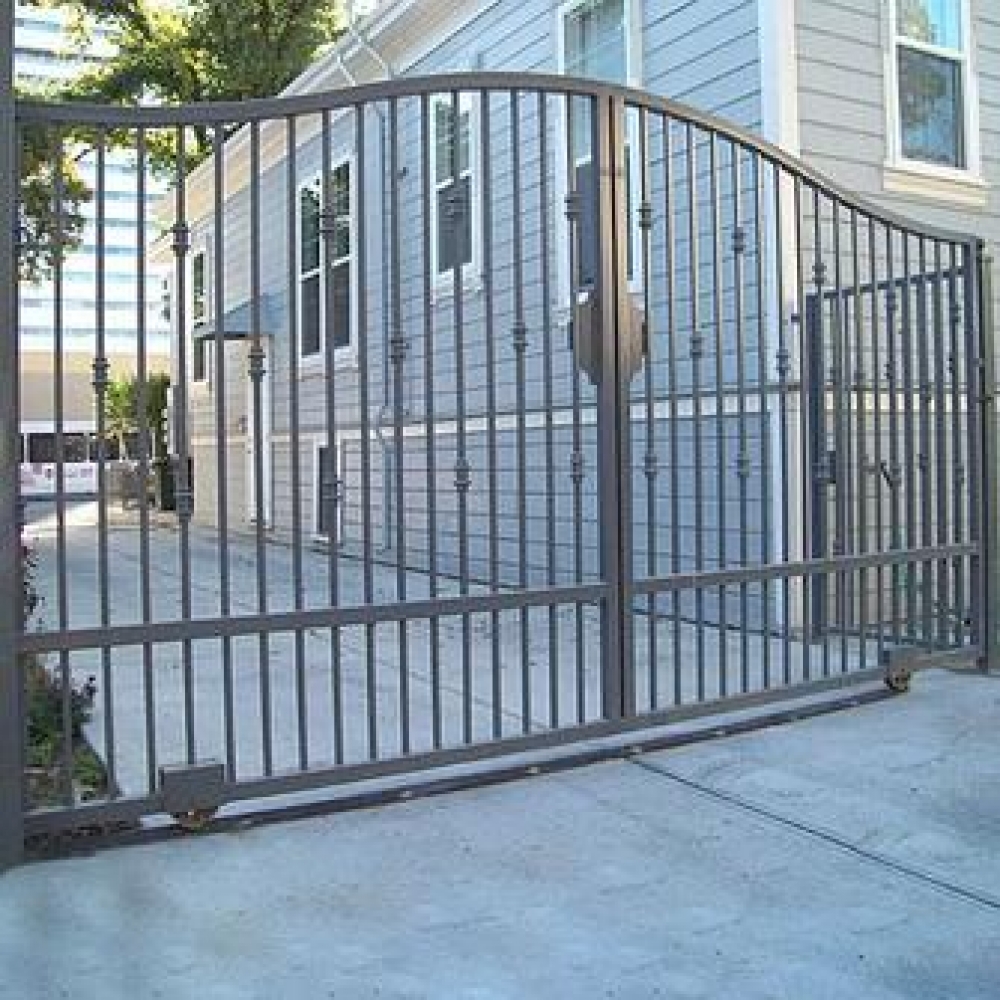 Square Bars Home Main Big Wrought Iron Gate Single Sliding Style Along