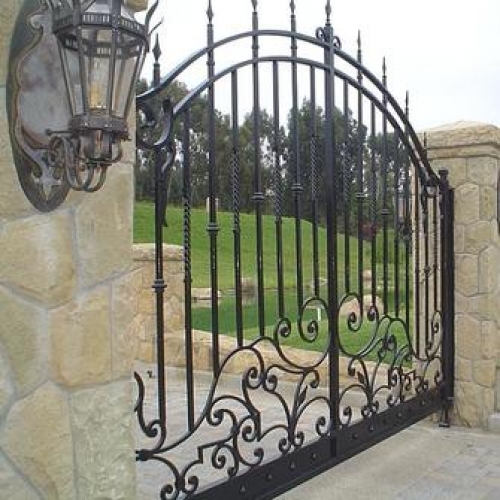 Scroll And Bar Decorated Entrance Single Wrought Iron Gate custom ironwork