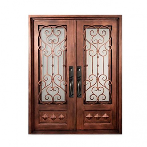 Galvanized Wrought Iron Luxury Decoration Door Safety Main Double Door