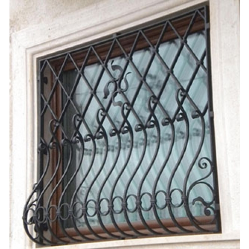 Antique wrought iron window grill