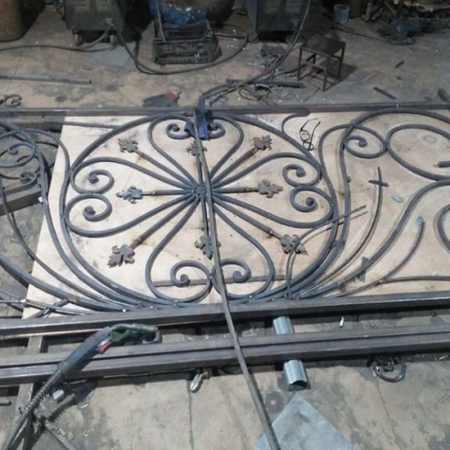 Decorated wrought iron fence