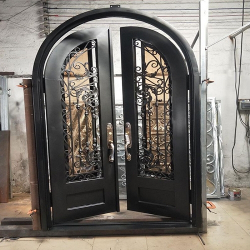 Wrought iron double door