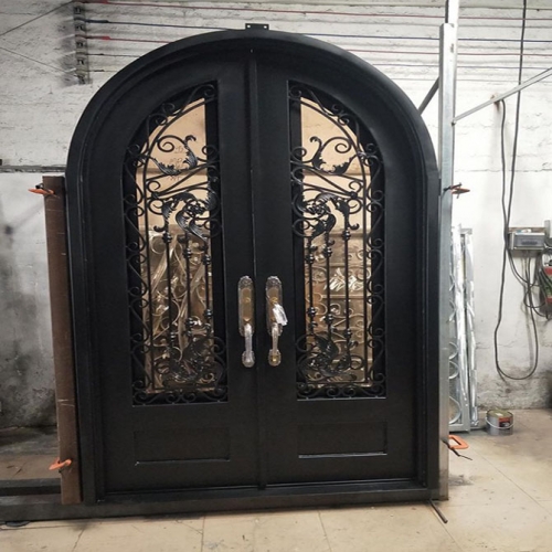 Wrought iron double door