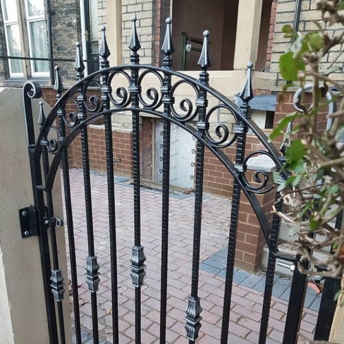 Backyard wrought iron gate