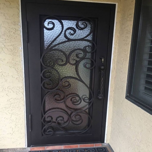 Entry wrought iron single door