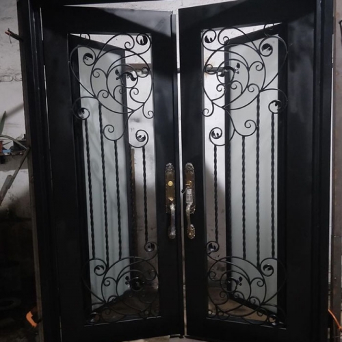 Handmade double forged iron door