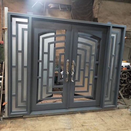 European style wrought iron double door