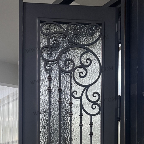 Wrought iron custom front door sound insulation